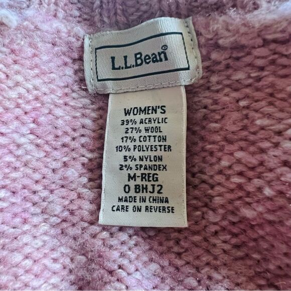L. L. Bean Sweater Cardigan Pink Knit Wool Cotton Size M - Picture 5 of 5